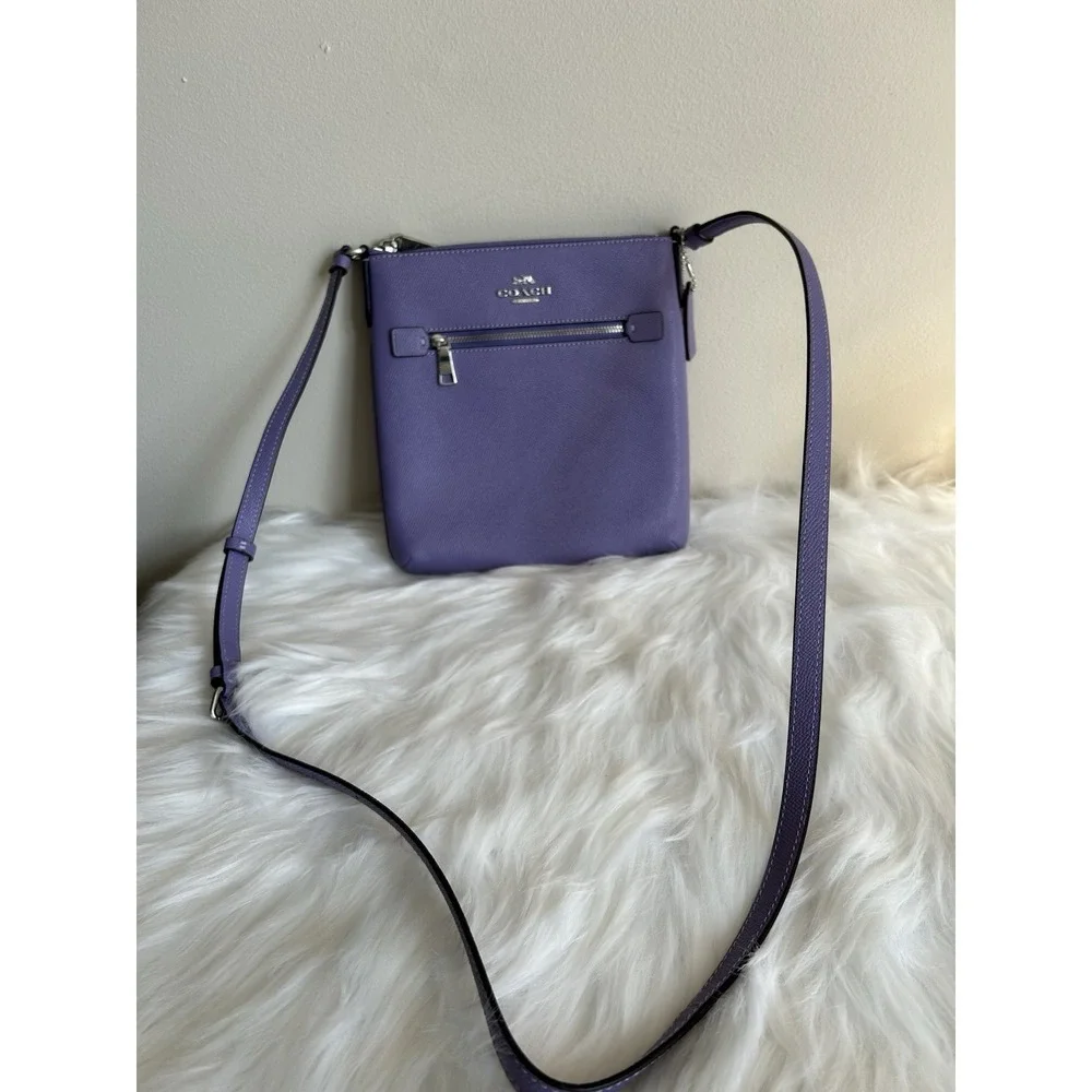 Coach North South Purple Crossgrain Leather Crossbody‎ Bag Excellent